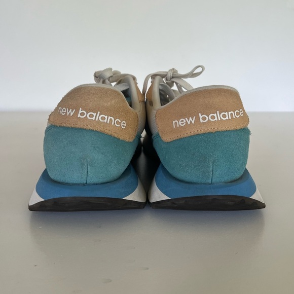 New Balance Women's 237 Sneaker with Peach/Blue/Cream colors, size 9 - Picture 3 of 11